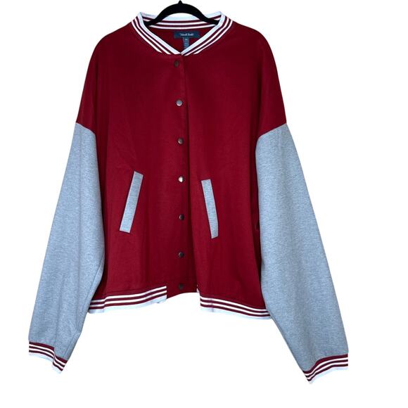 ModCloth Bases Loaded Shadow Berry 3X Plus Size Baseball Varsity Jacket Preppy - Picture 2 of 11